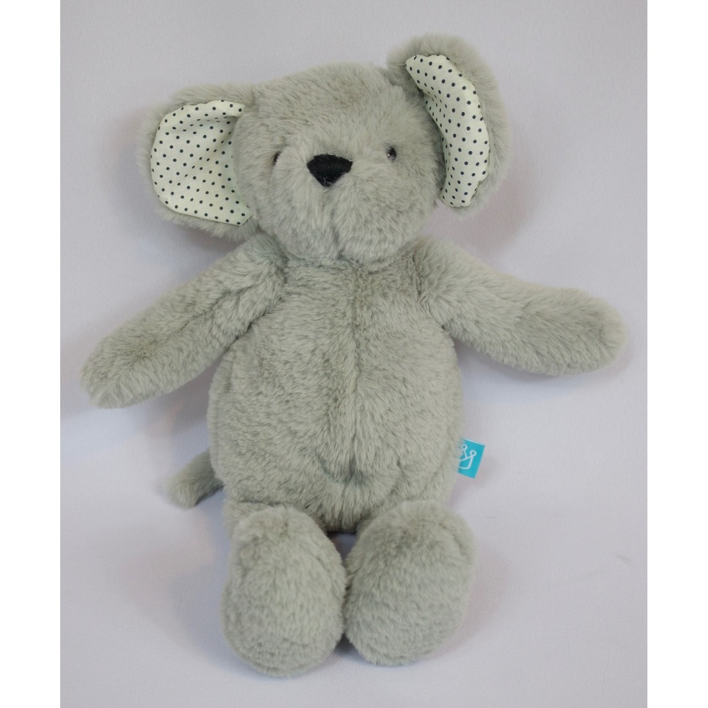 Manhattan Toy Company Grey Mouse Plush Polka Dot Ears Soft Stuffed Animal 14"